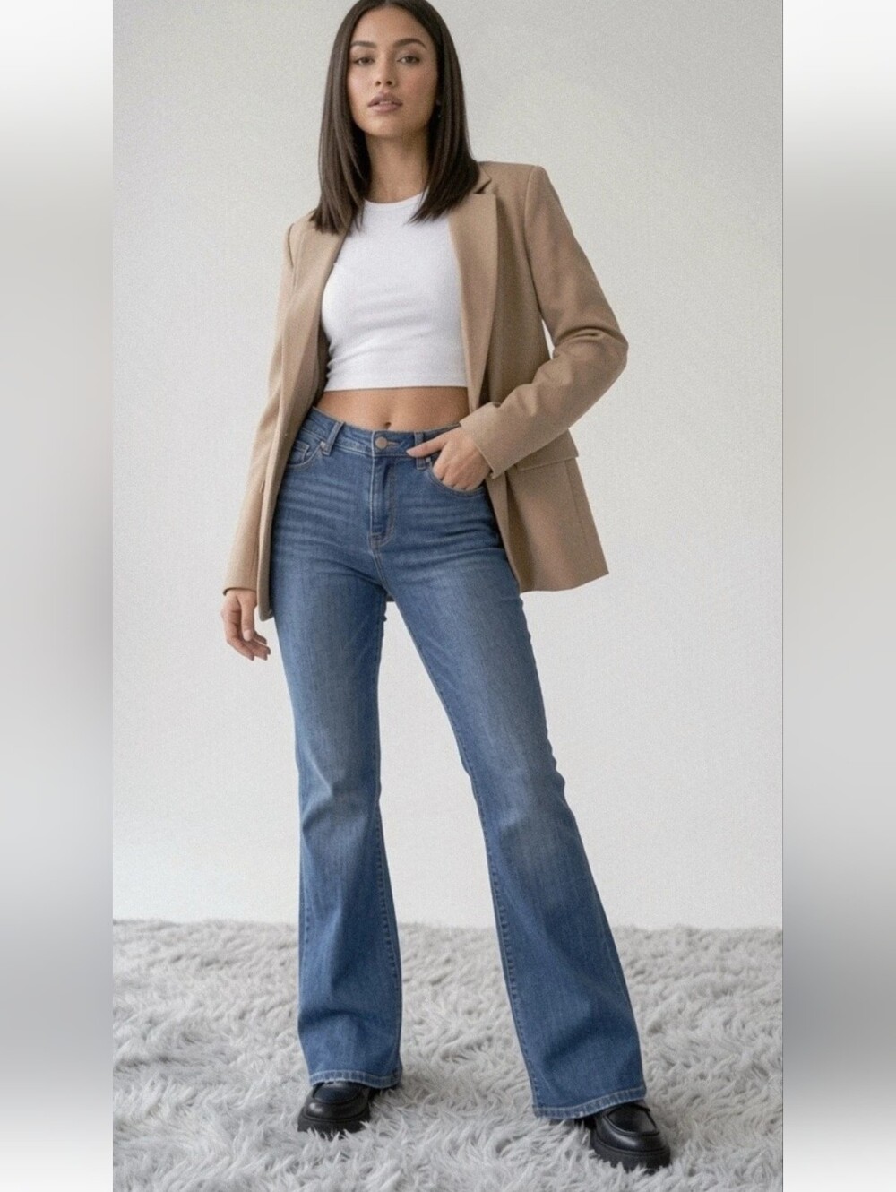 NEW Y2k Venus The Goddess Fit Bootcut Flare Jeans Denim Medium Blue Stretch 8